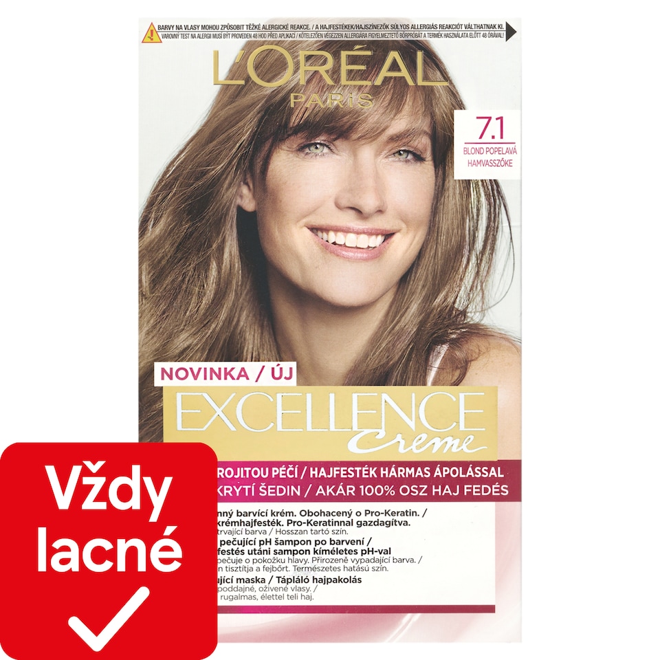 L'Oréal Paris Excellence Créme 7 .1 , blond popolavá, 72 +48 +12 +60 ml