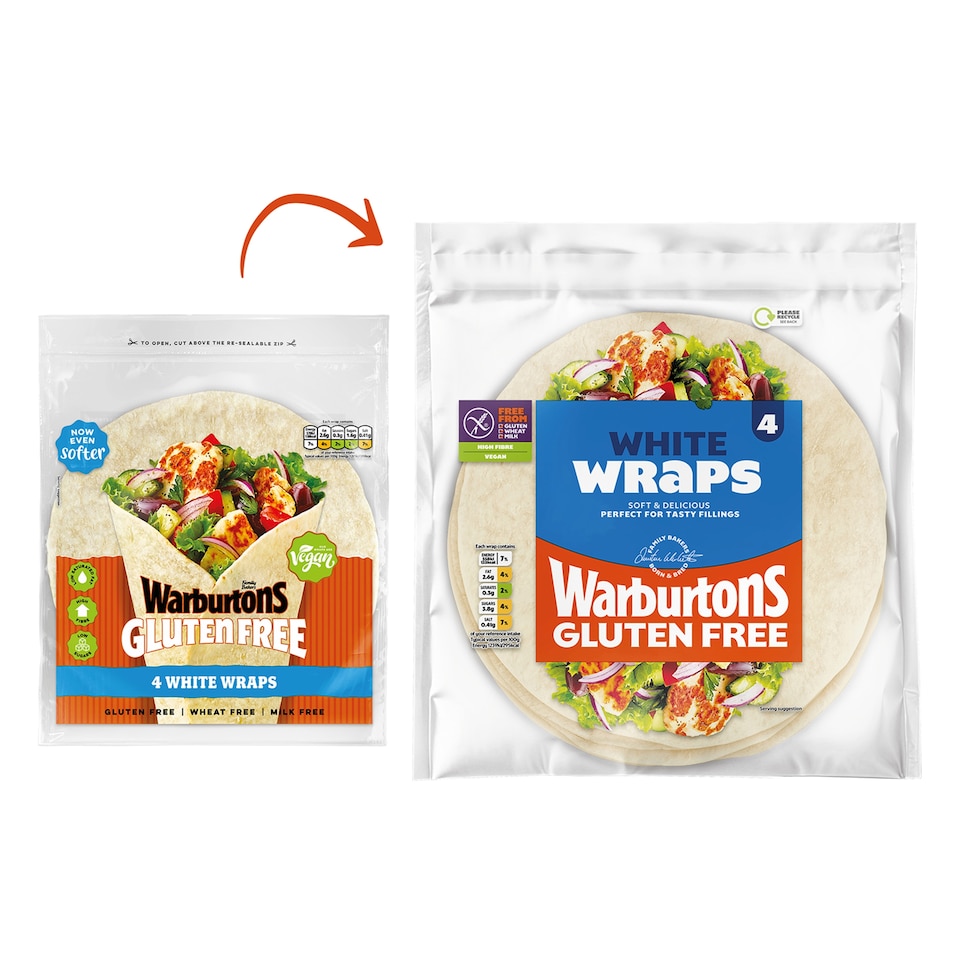image 1 of Warburtons Gluten Free White Wraps 4 Pack