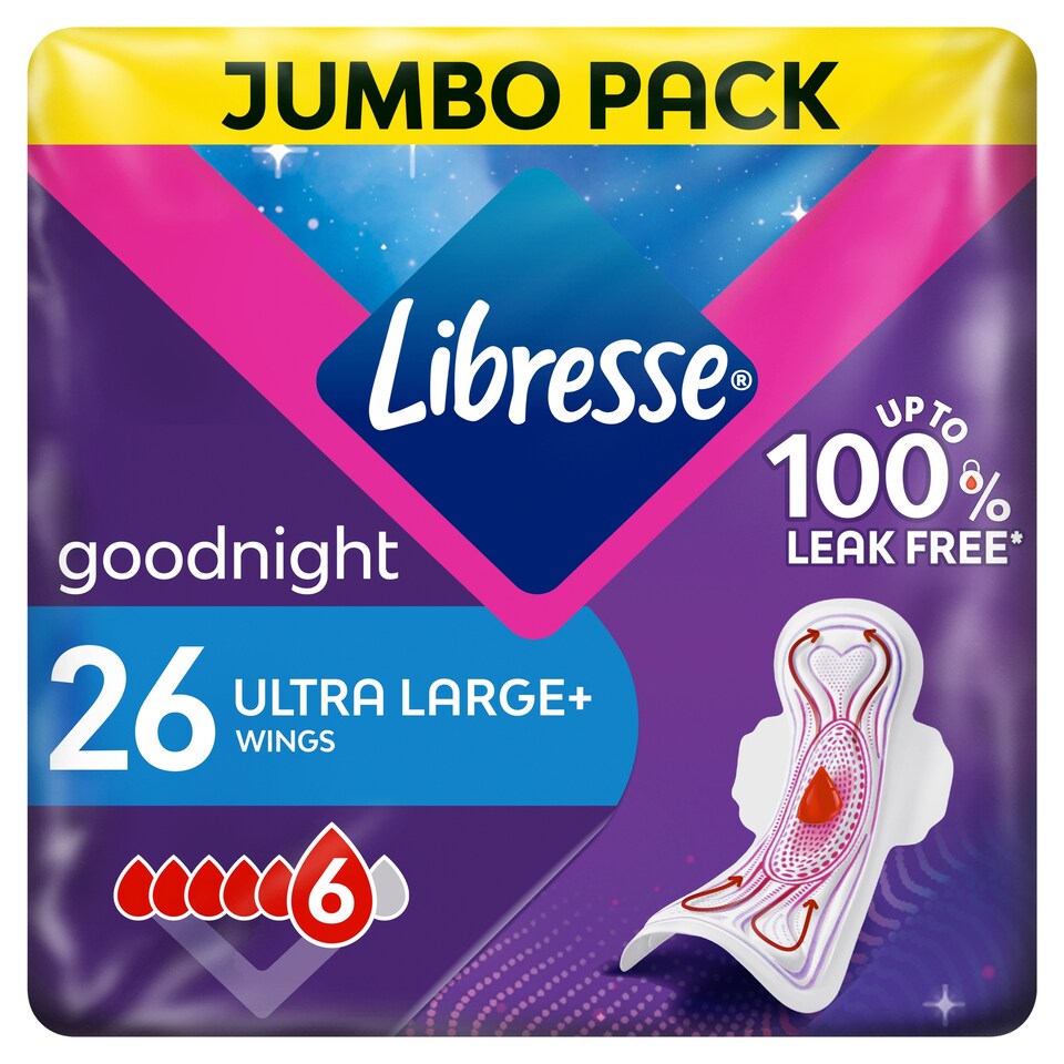 Libresse Ultra Large+ Goodnight szárnyas egészségügyi betét, éjszakai használatra 26 db  1. kép