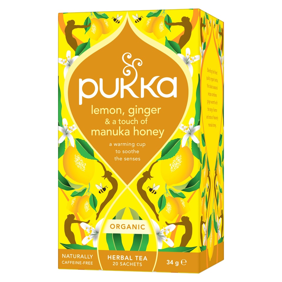 image 1 of Pukka Organic Lemon Ginger And a Touch of Manuka Honey 20 Herbal Tea Sachets 34g