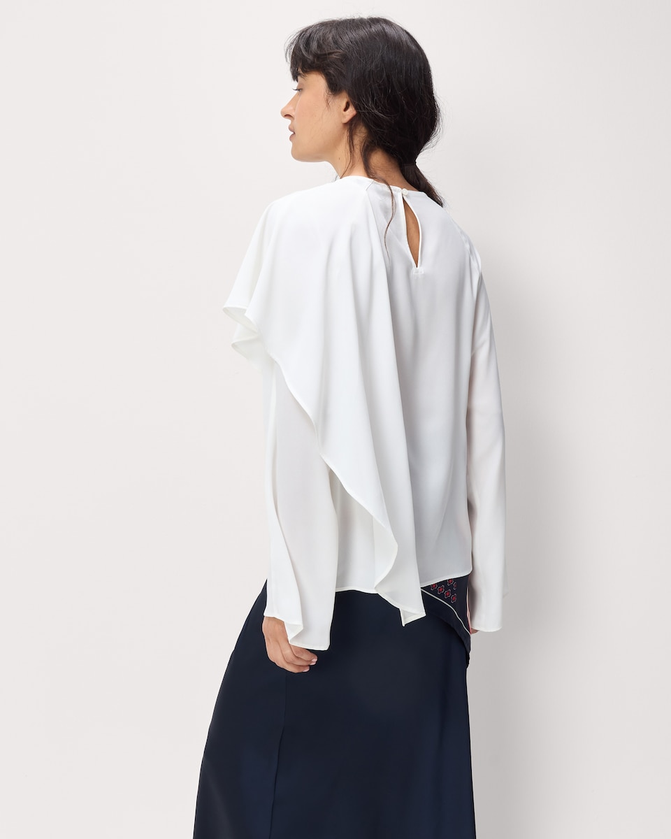 image 1 of F&F Draped Cape Blouse in Cream