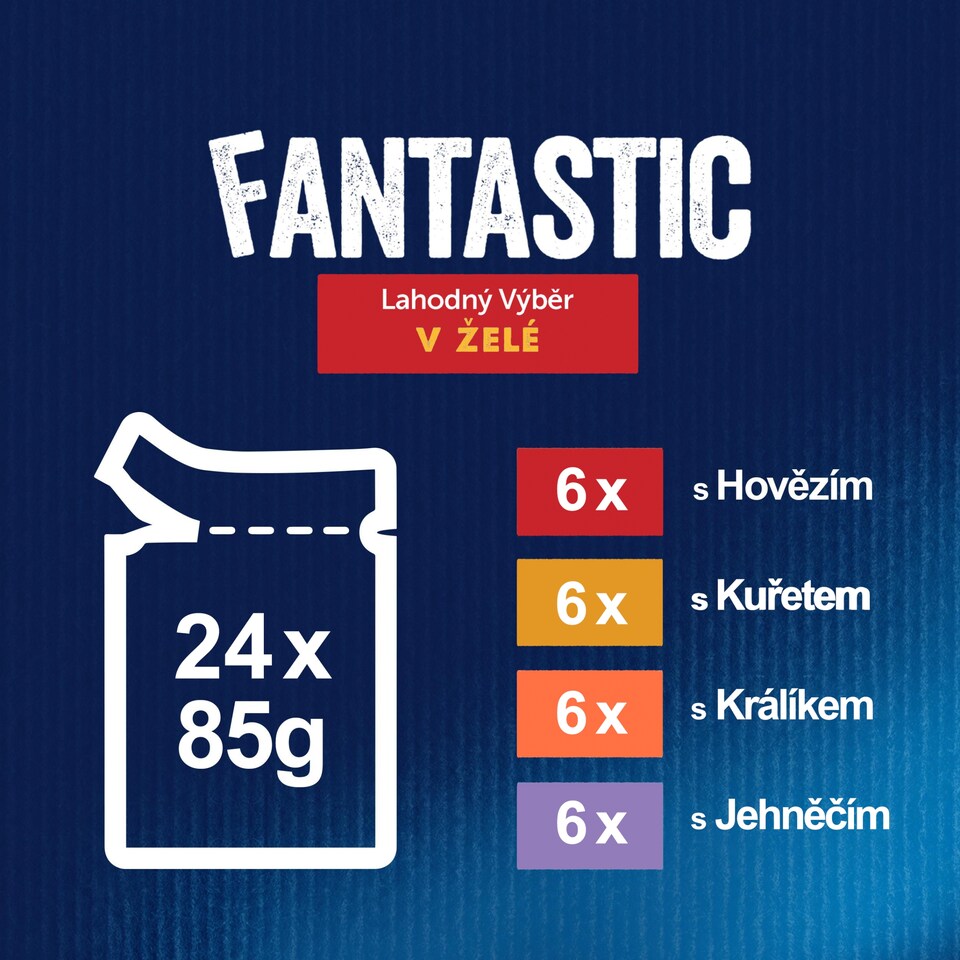 image 1 of Felix Fantastic Pouches for Cats Chicken, Beef, Rabbit, Lamb in Jelly 24 x 85 g