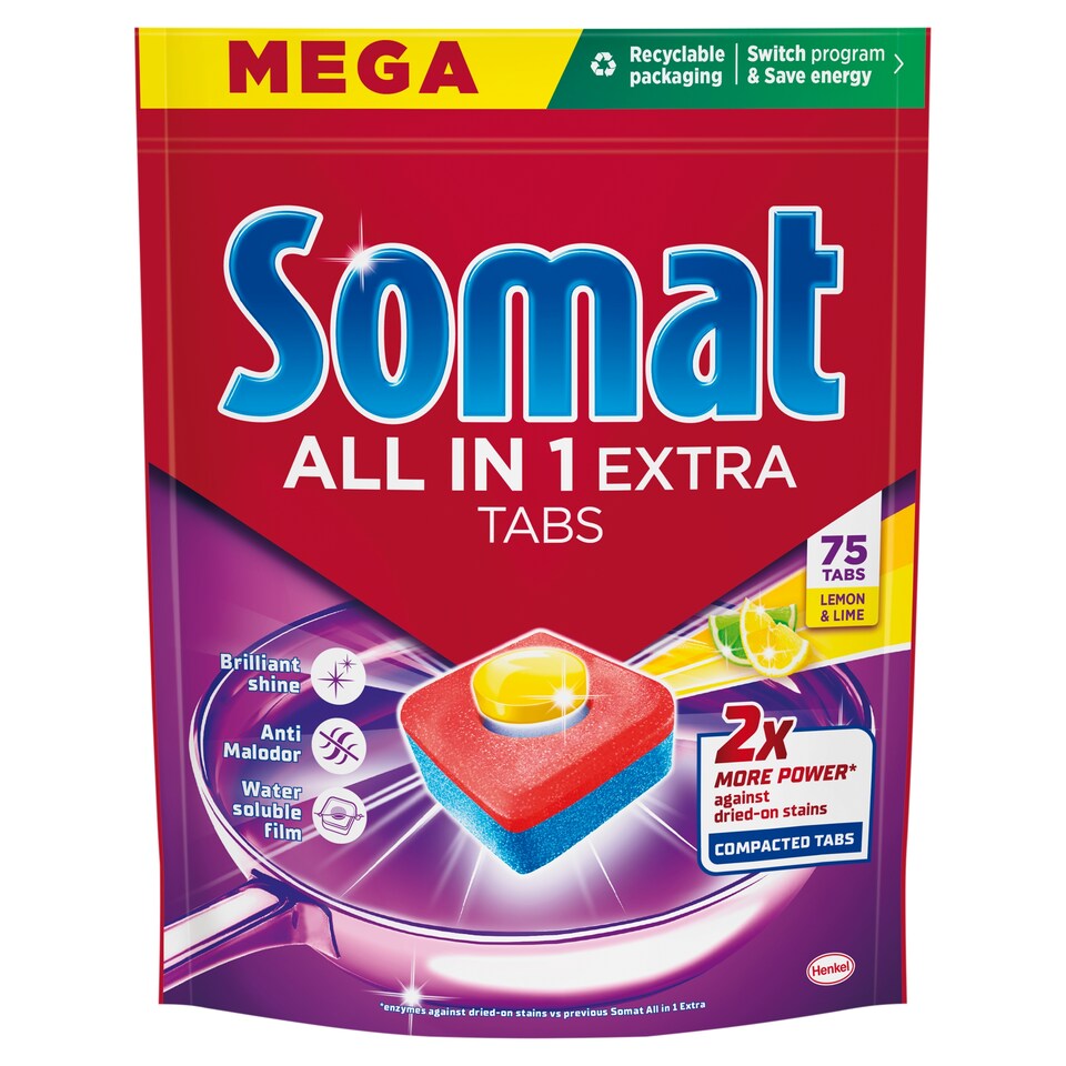Somat All in One Extra Lemon & Lime mosogatógép tabletta 75 db  1. kép