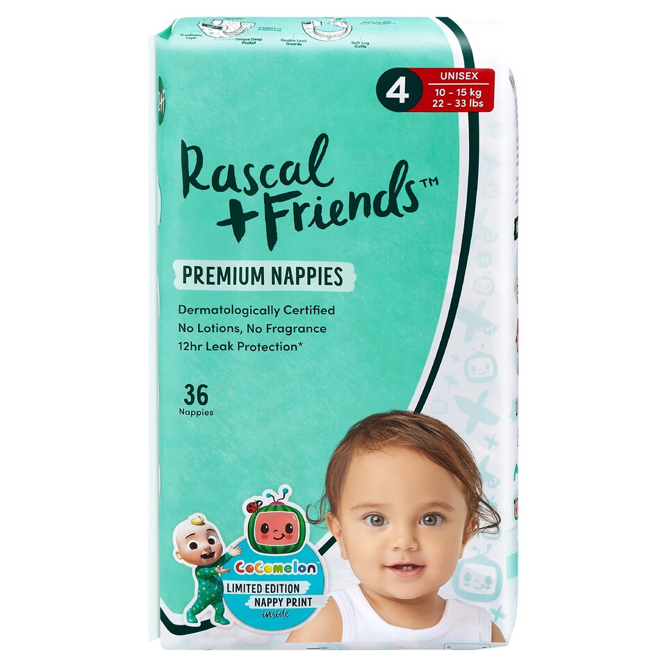 Rascals Premium Nappies Size 4 36 Pack