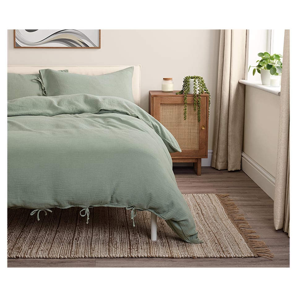 image 1 of F&F Home Bedding Muslin Sage Duvet Set King