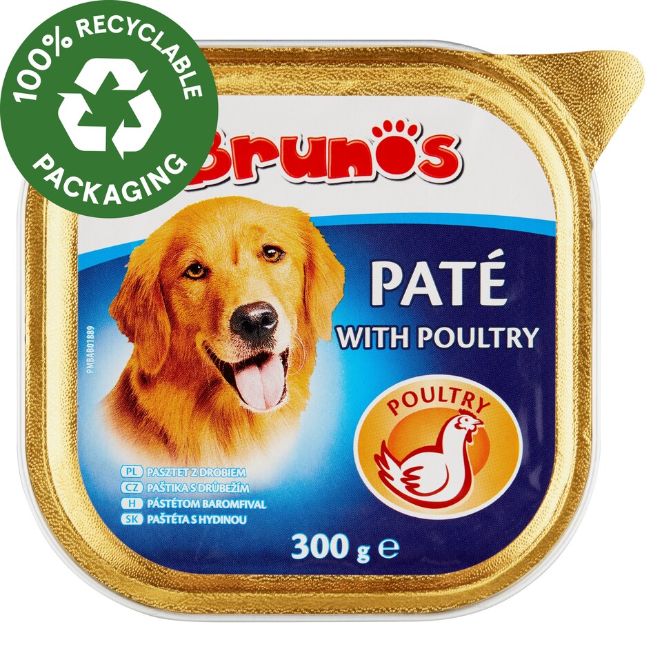 Brunos Paté with Poultry Complete Pet Food for Adult Dogs 300 g