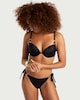 image 1 of F&F Ruched Chain Detail Bikini Top in Black