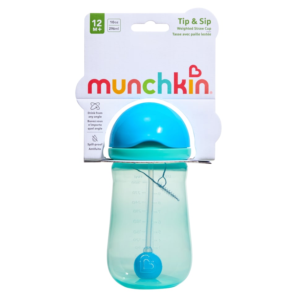 image 1 of Munchkin Tip & Sip Weighted Straw Cup 12m+ 10oz 296ML