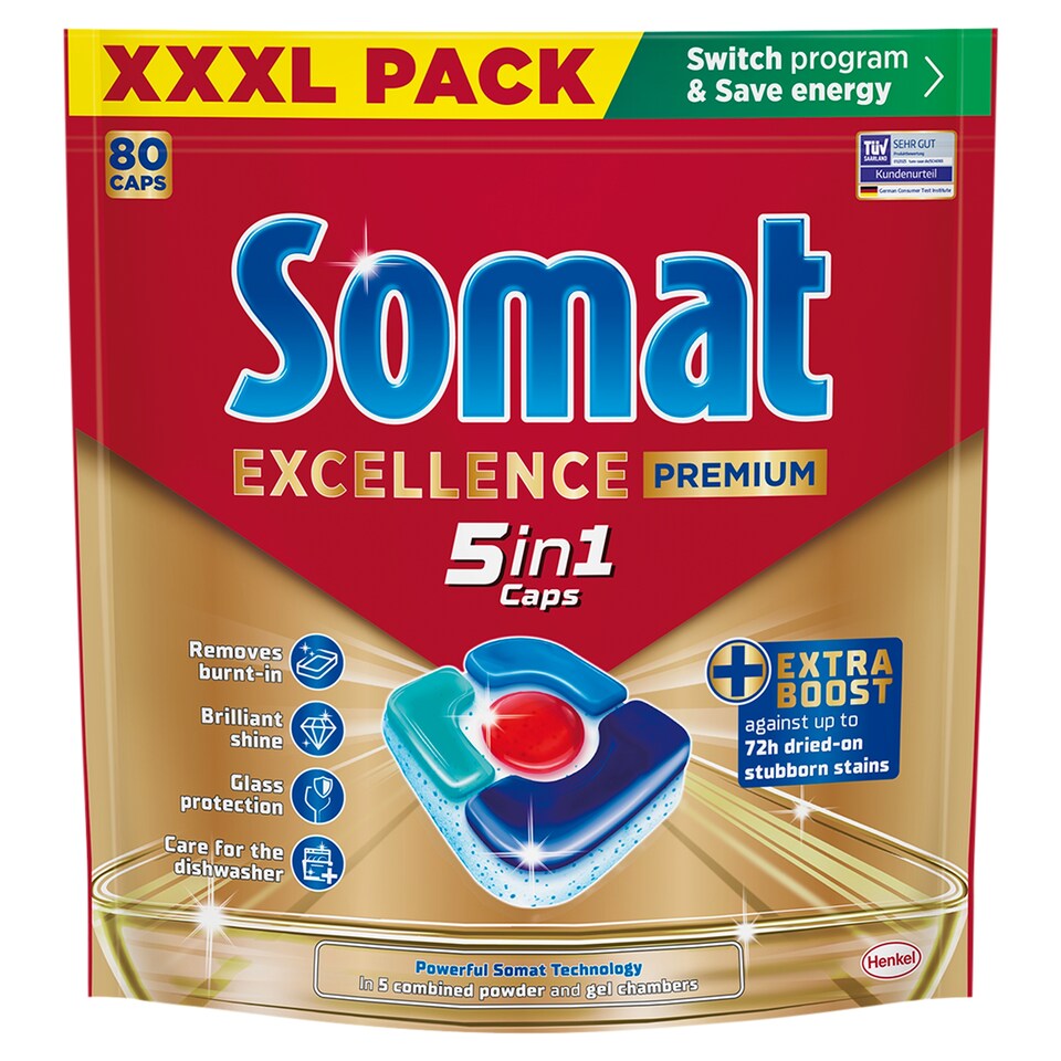 Somat Excellence Premium 5in1 Dishwasher Tablets 80 pcs 1488 g