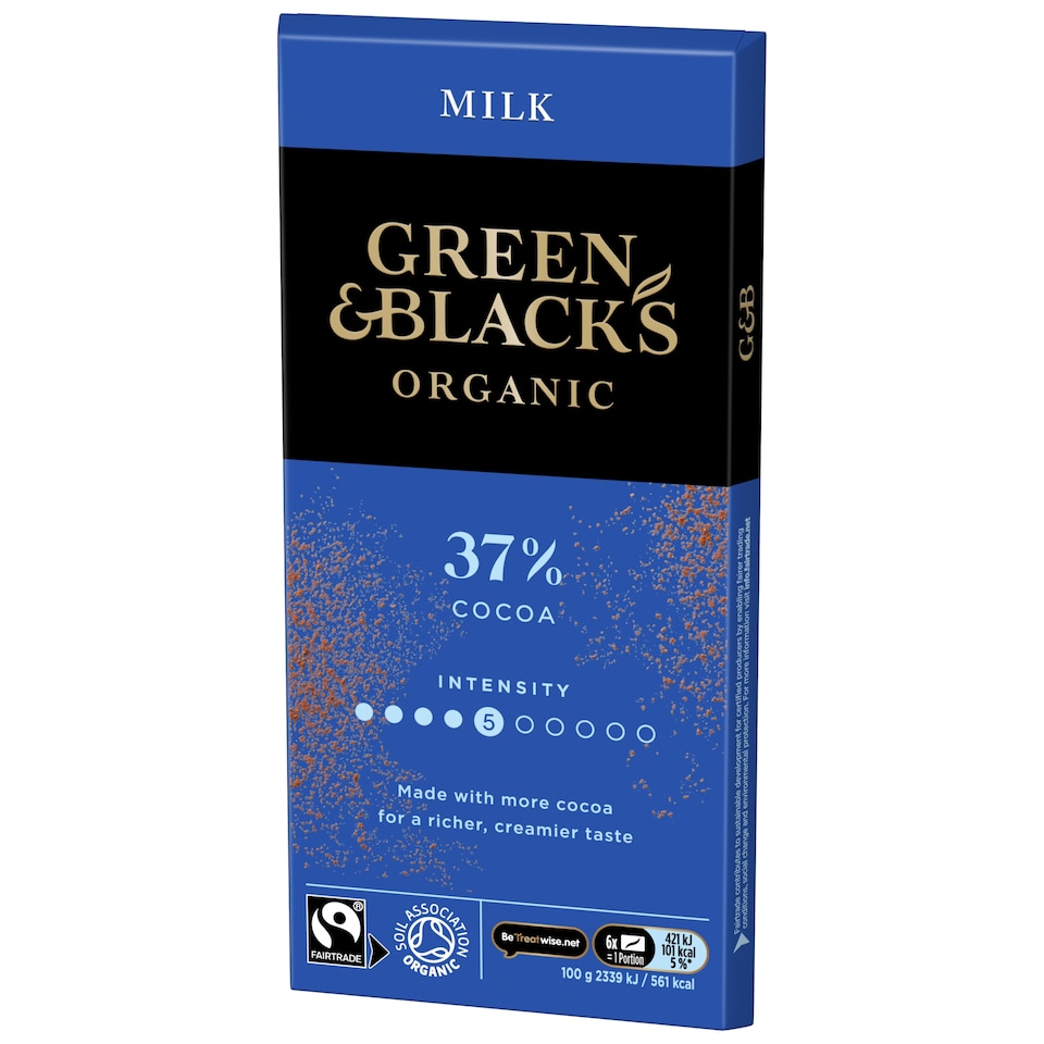 image 1 of Green & Black's Organic Milk Chocolate Bar 90g