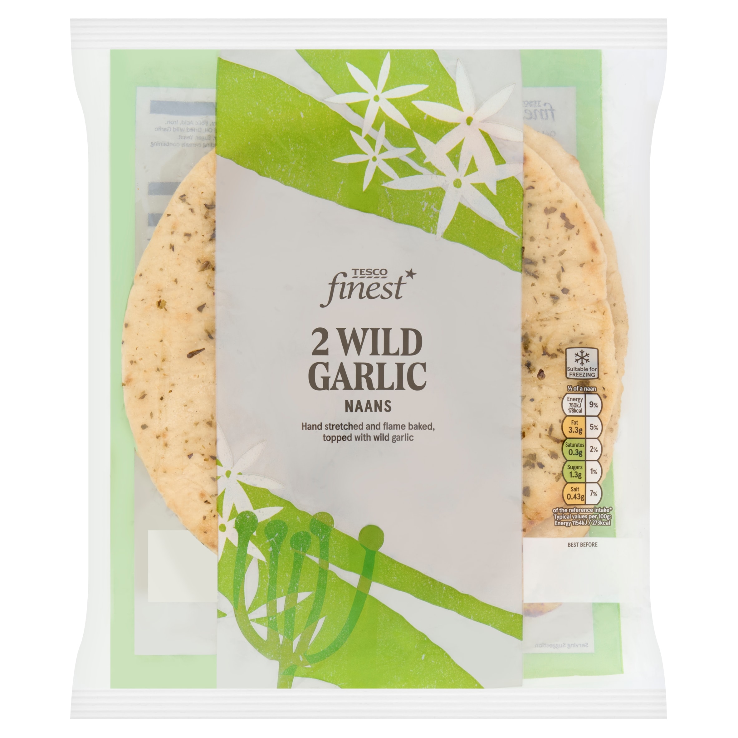 Tesco Finest 2 Wild Garlic Naan Breads