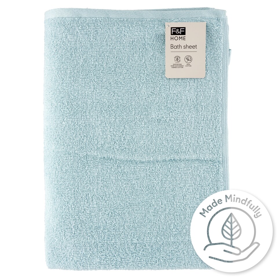F&F Home Basics Pale Blue Bath Sheet 100 cm x 140 cm