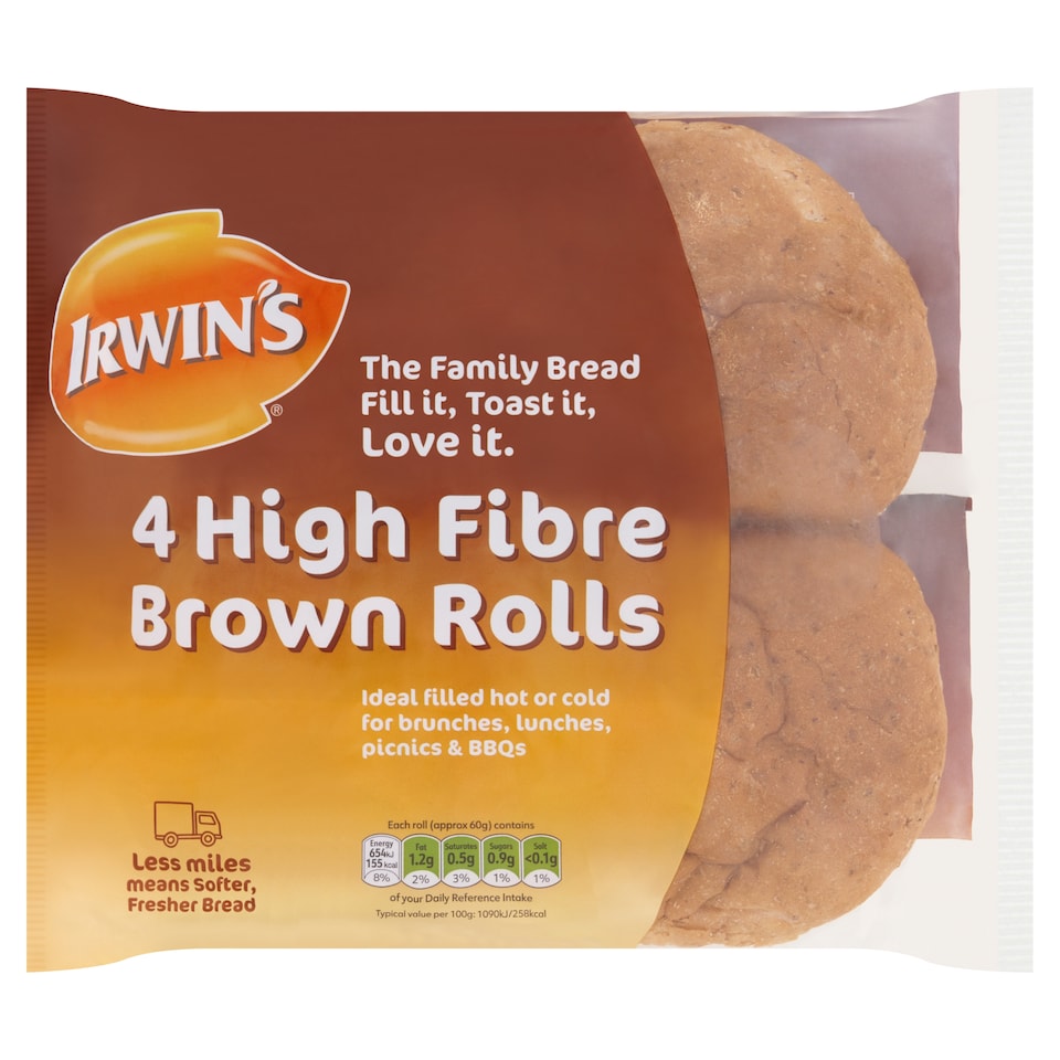 Irwin's Premium High Fibre Brown Rolls 4 Pack