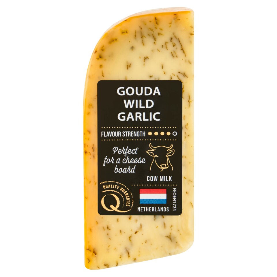 Gouda polotvrdý plnotučný zrající sýr s přídavkem medvědího česneku