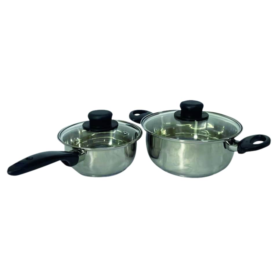 Tesco Home Basics rozsdamentes acél serpenyőkészlet 2 db 1. kép