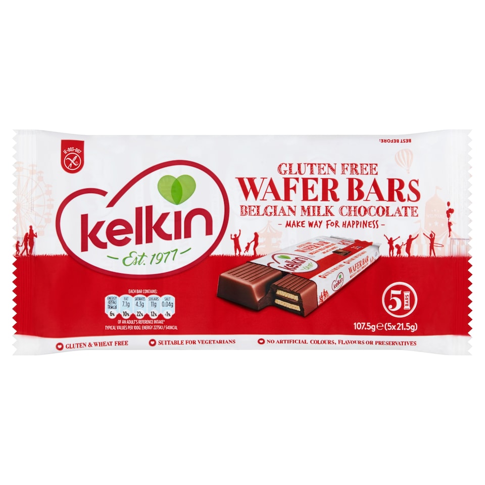 Kelkin Gluten Free Chocolate Wafer Bar 107.5G