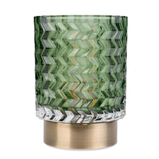 Candlelight Green Zig-Zag Battery Table Lamp