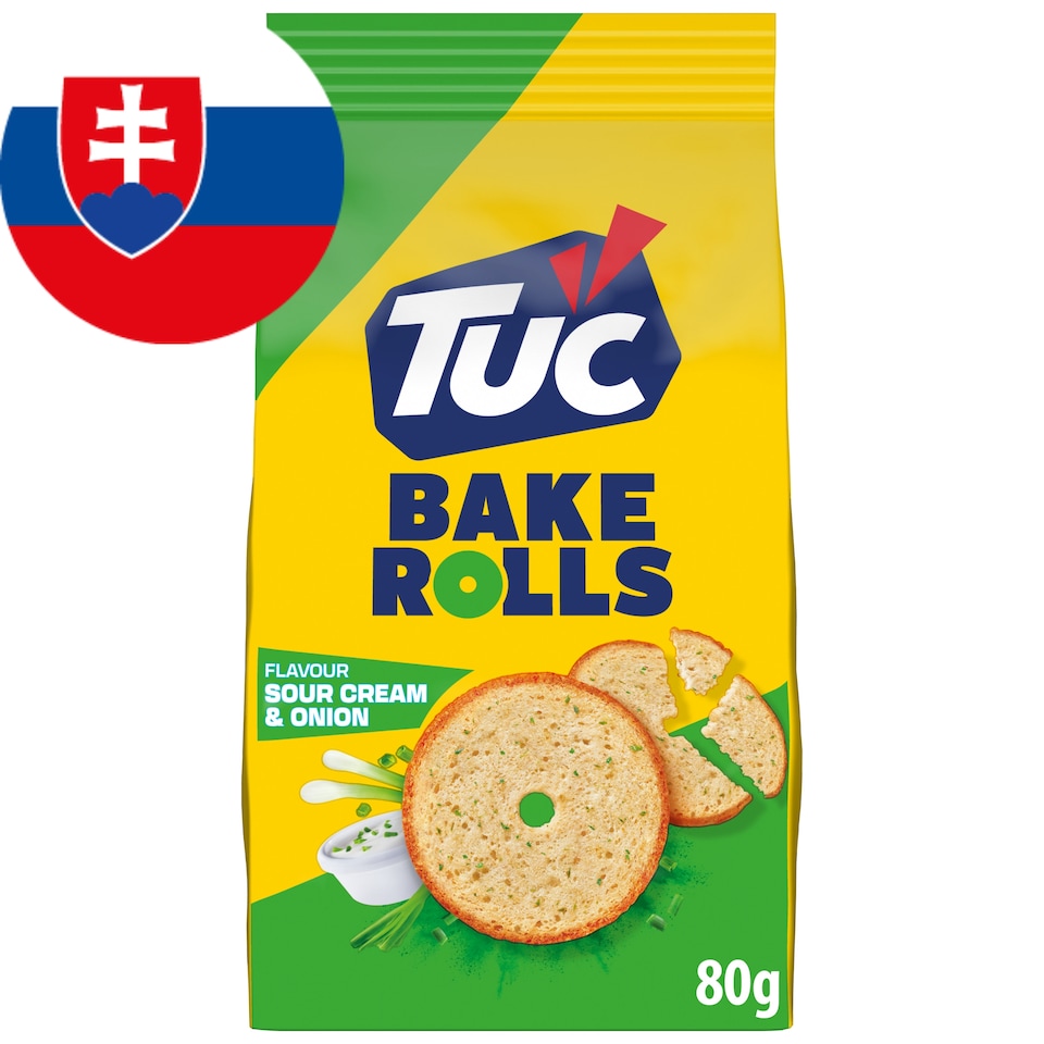 TUC Bake Rolls Kyslá smotana a cibuľa Chlebové sucháre balenie 80 g