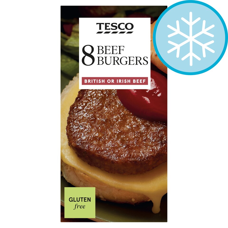 Tesco Beef Burgers 8 Pack 454G Tesco Groceries
