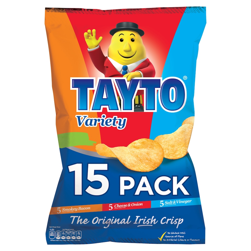Tayto Variety Flavoured Potato Crisps 15 x 25g