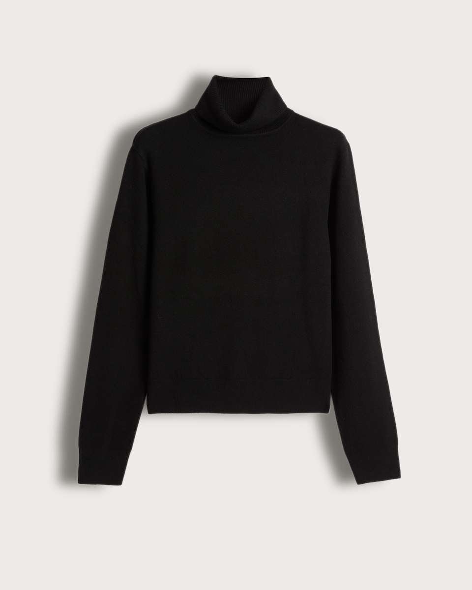 F&F Knitted Roll Neck Jumper with Wool in Black
