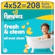 image 1 of Pampers Fresh Clean Baby Wet Wipes, 4 Packs of 52 Wipes = 208 Baby Wet Wipes