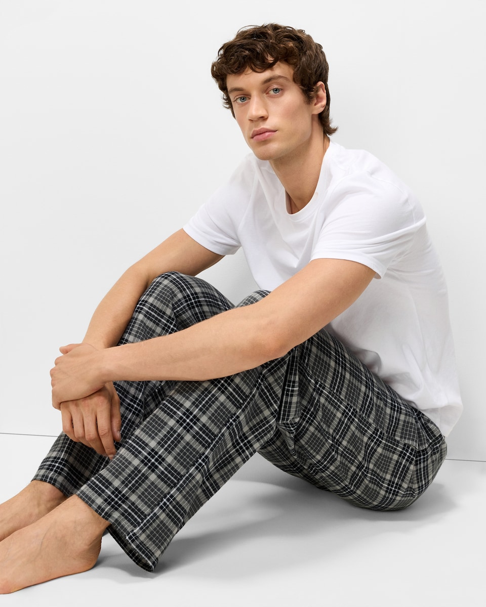 image 1 of F&F Pure Cotton Check Pyjama Bottoms in Multi