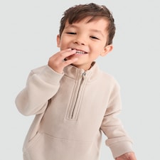 F&F Boys Cotton Rich Half Zip Sweatshirt in Stone