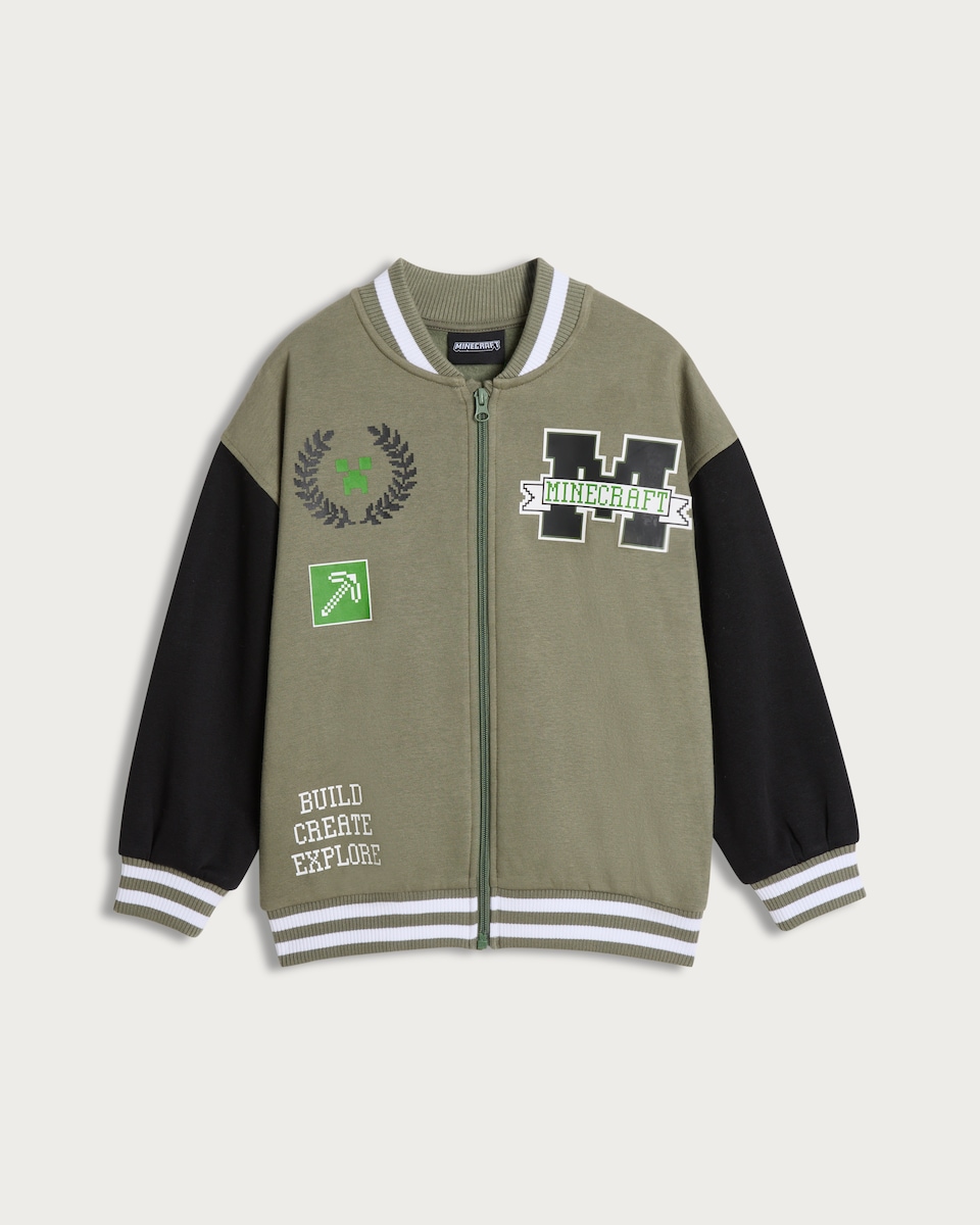 Minecraft Build Create Explore Cotton Rich Varsity Jacket in Multi