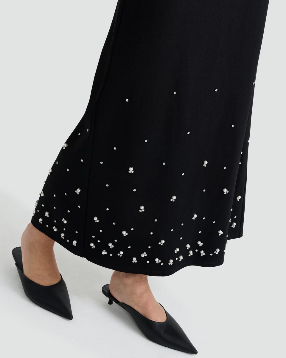 image 1 of The F&F Edit Diamanté Embellished Co-ord Midi Skirt in Black