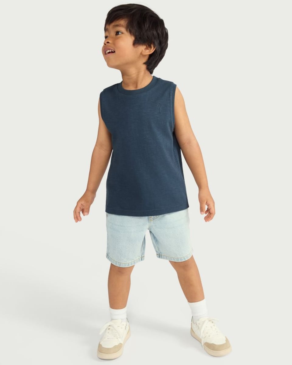 image 1 of F&F Boys Pure Cotton Vest in Navy