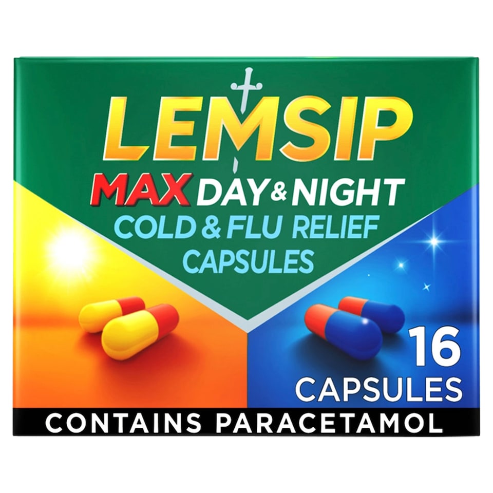 image 1 of Lemsip Max Day & Night Cold & Flu Relief Capsules - Paracetamol 16s