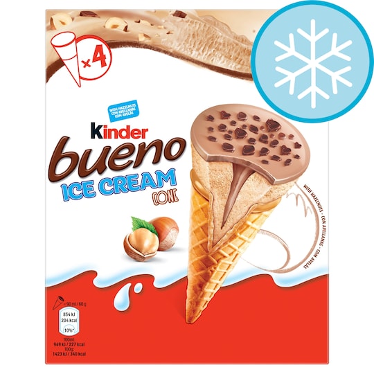 Kinder Bueno Ice Cream Cones 4 X 90Ml Tesco Groceries