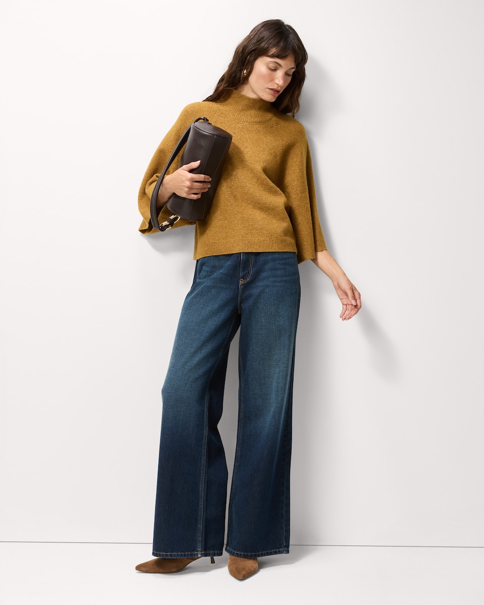 image 1 of F&F Turtle Neck Wide Sleeve Jumper in Amber