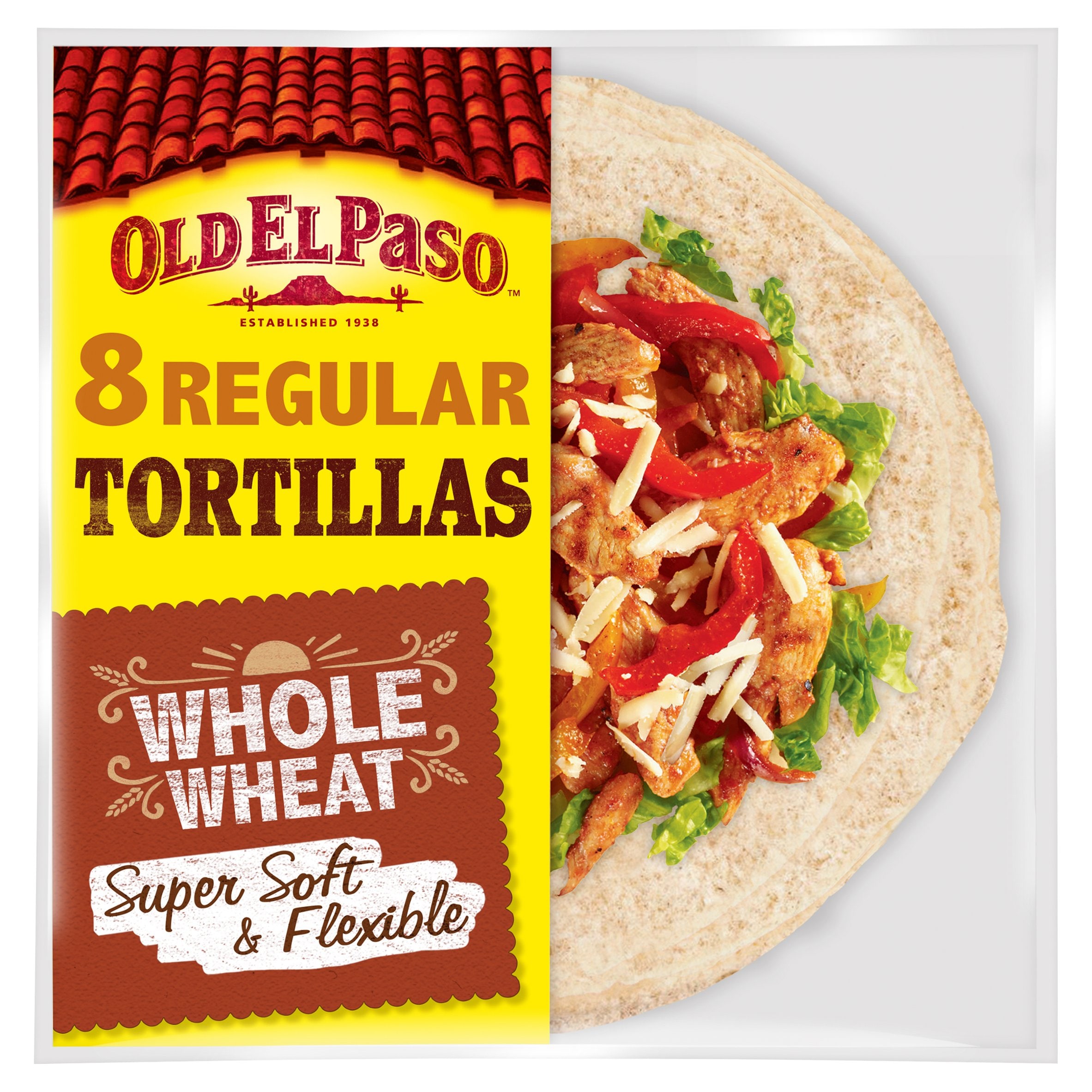 Old El Paso Super Soft Flour Tortillas Whole Wheat 8Pk 326G