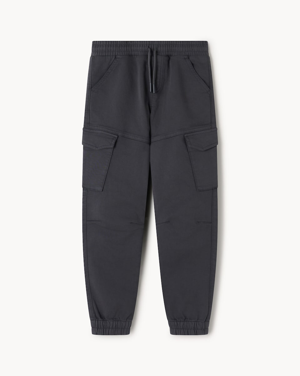 image 1 of F&F Boys Cotton Rich Cuffed Cargo Trousers in Grey