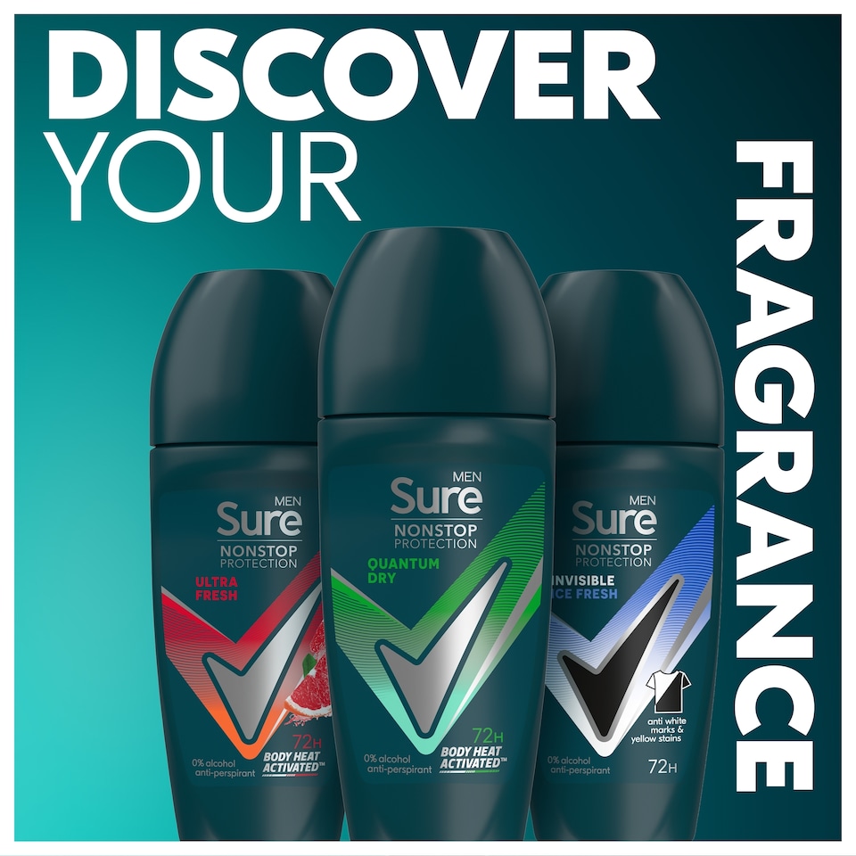 image 1 of Sure Men 72h Quantum Dry Roll-On Antiperspirant Deodorant 50ml