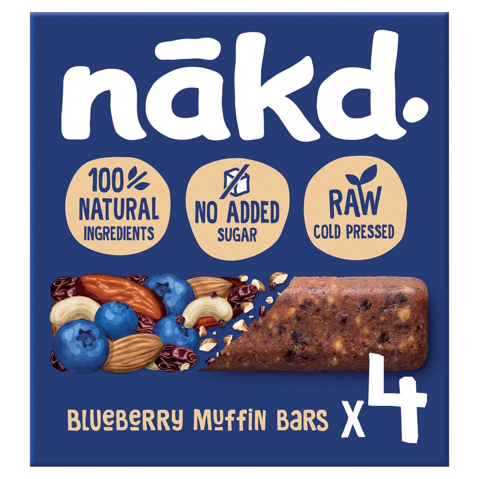Nakd Blueberry Muffin Fruit & Nut Bars 4X35g Tesco Groceries