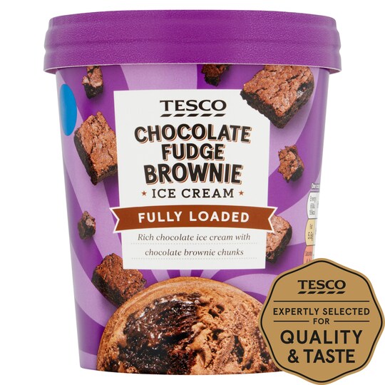 Tesco Chocolate Fudge Brownie Ice Cream 480Ml Tesco Groceries