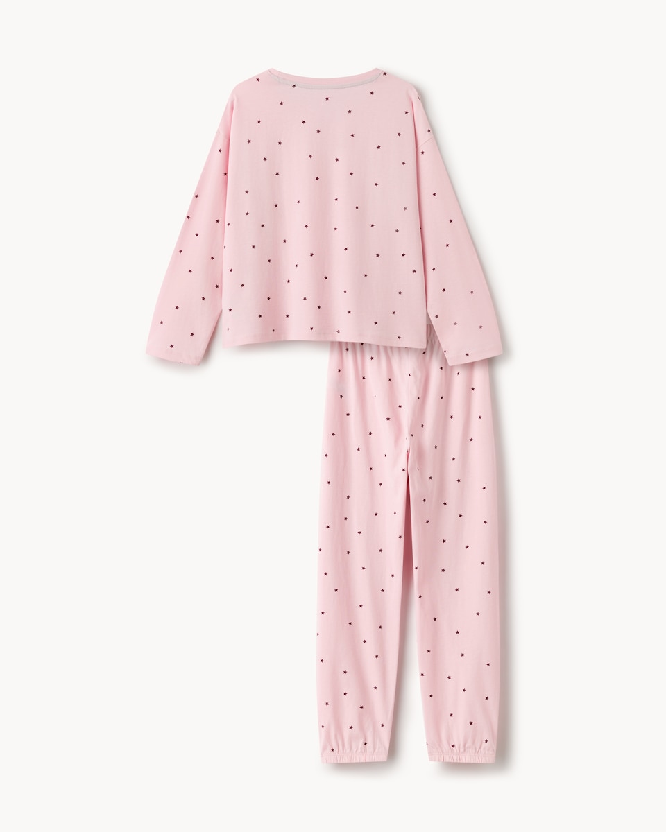image 1 of F&F Girls Pure Cotton Polka Dot Pyjama Set in Pink
