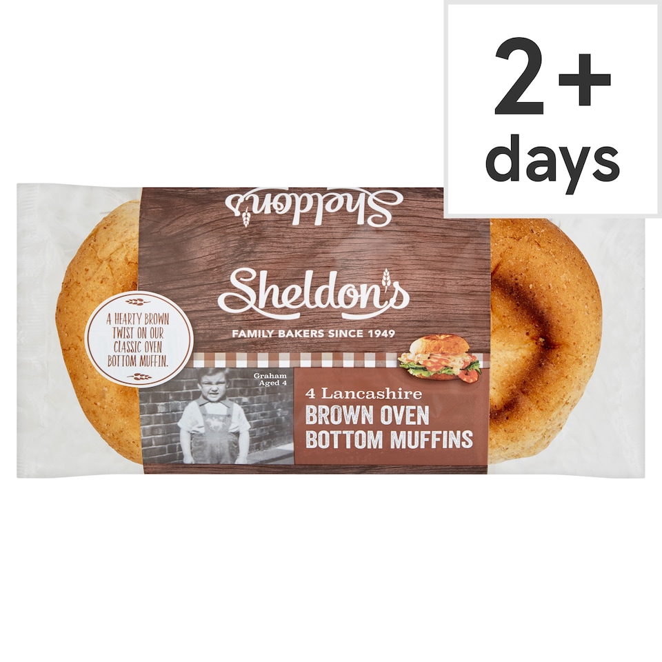 Sheldon's Lancashire Brown Oven Bottom Muffins 4 Pack