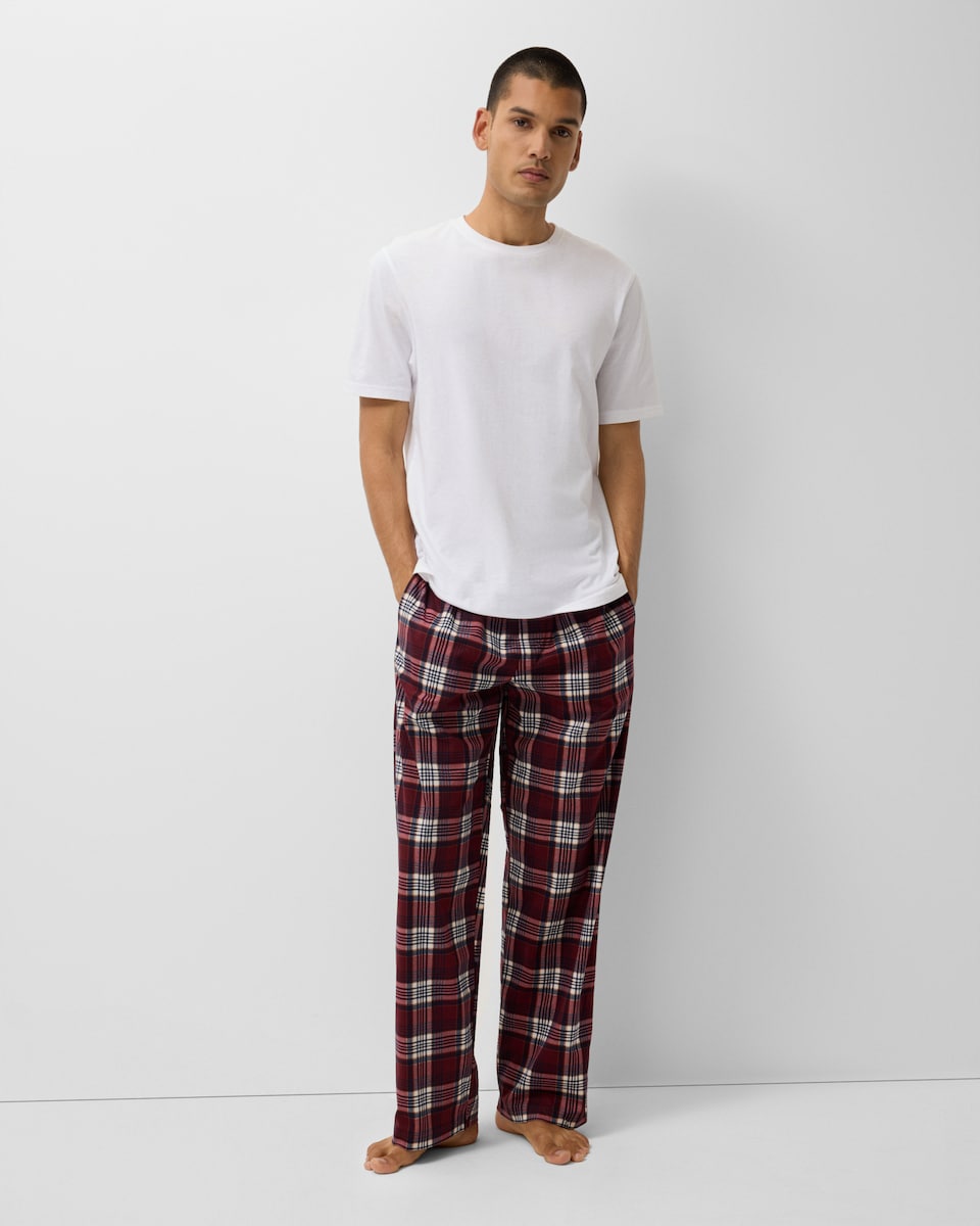 image 1 of F&F Fleece Checked Pyjama Bottoms in Purple