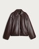 image 4 of F&F Faux Leather Bubble Hem Zip Up Jacket in Brown