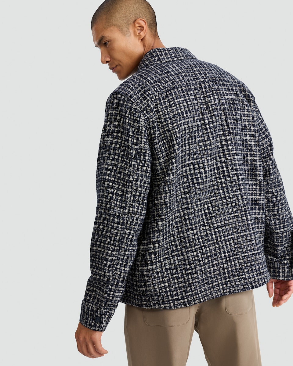 image 1 of F&F Boucle Check Print Button Up Shirt in Blue