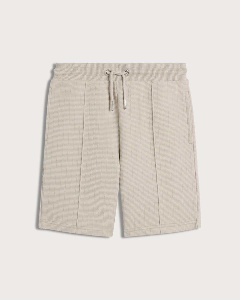 image 1 of F&F Boys Cotton Rich Textured Drawstring Shorts in Stone