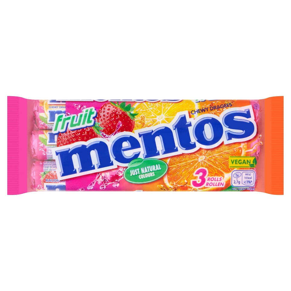Mentos Fruit Sweets 3 X 38G