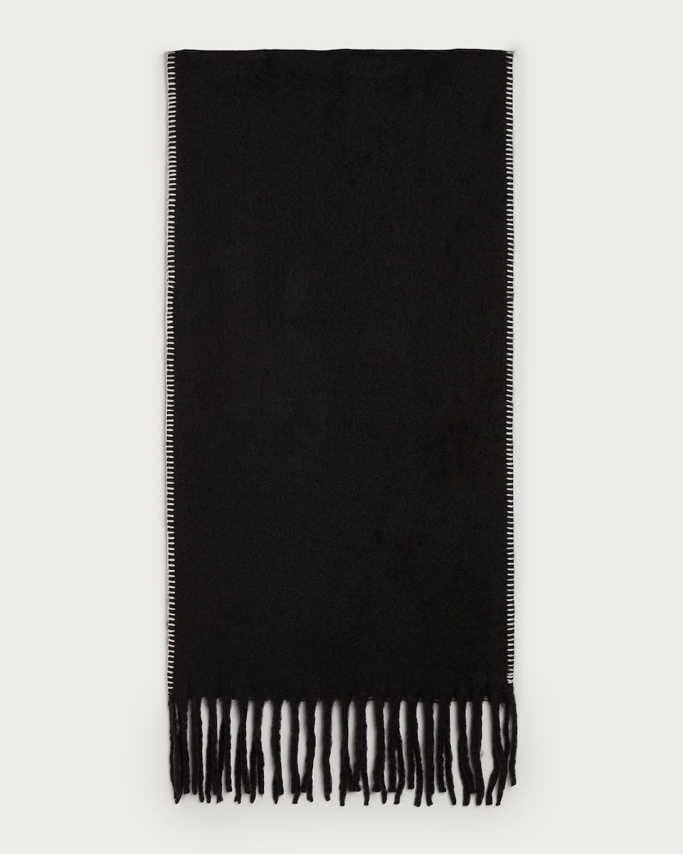 F&F Contrast Trim Fringed Scarf in Black