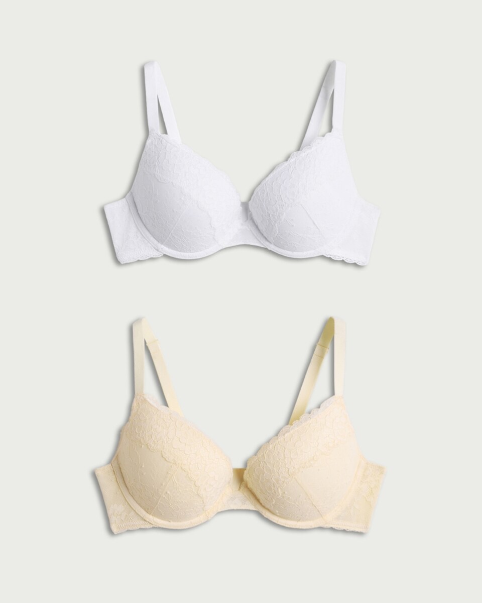 image 1 of F&F 2-Pack Lace Wired Push Up Bras in Multi