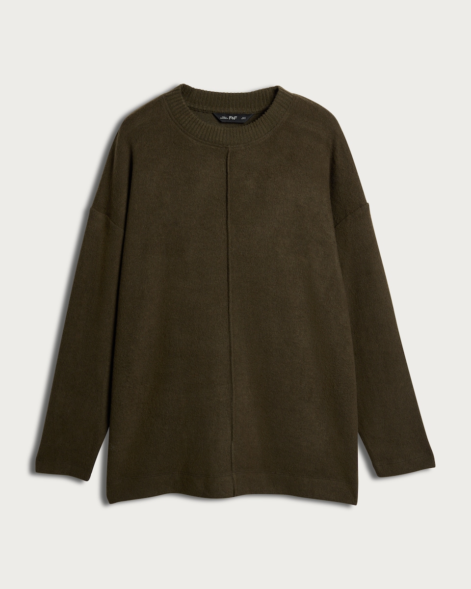 image 1 of F&F Seam Detail Long Sleeved Jumper in Olive