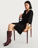image 1 of F&F Button Front Tie Waist Mini Dress in Black